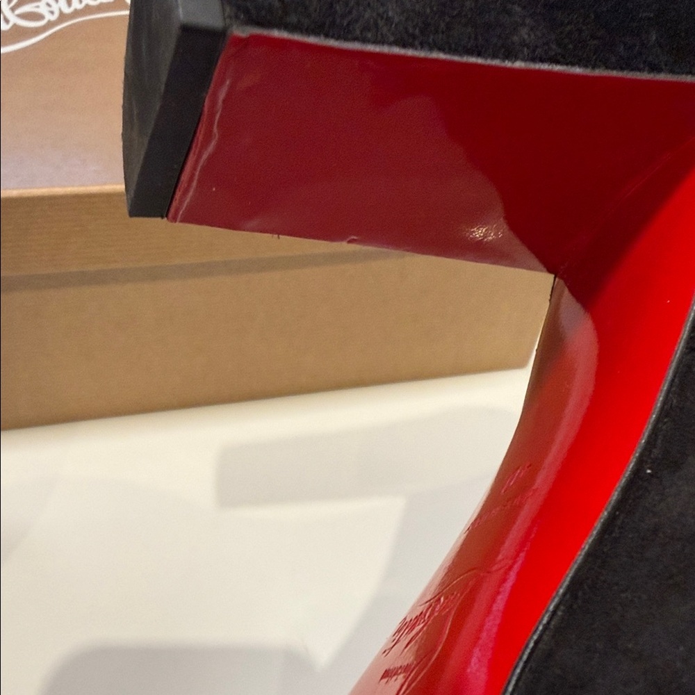 Christian Louboutin Black Suede Ankle Boots with Signature Red Sole - Picture 4 of 5